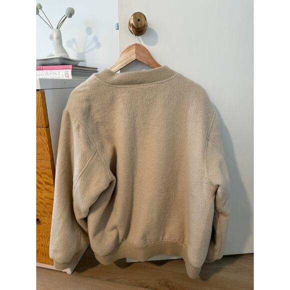 Crescent Beige Wool Blend Bomber Jacket Snap Front ✨ - Picture 7 of 7